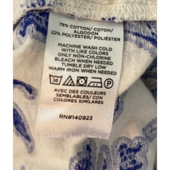 Loft Petites White & Blue Embroidered Long Sleeve Blouse Large P - Picture 7 of 9